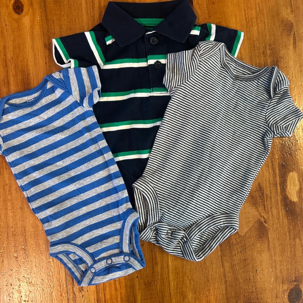 Carter's Blue and Gray Striped Onesie